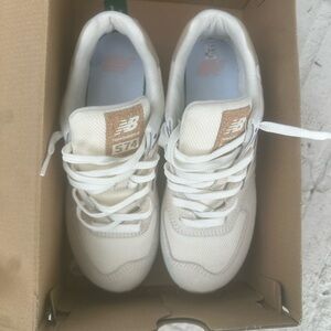 New Balance White and Tan Athletic Shoes